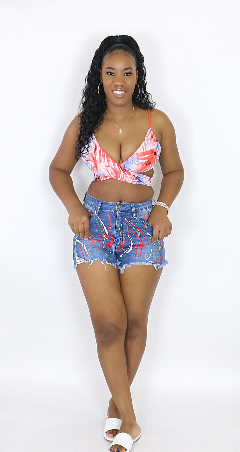 Paint and Sip Denim Shorts - Zflair
