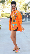 PATCHES DENIM JACKET (ORANGE)