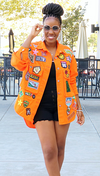 PATCHES DENIM JACKET (ORANGE)